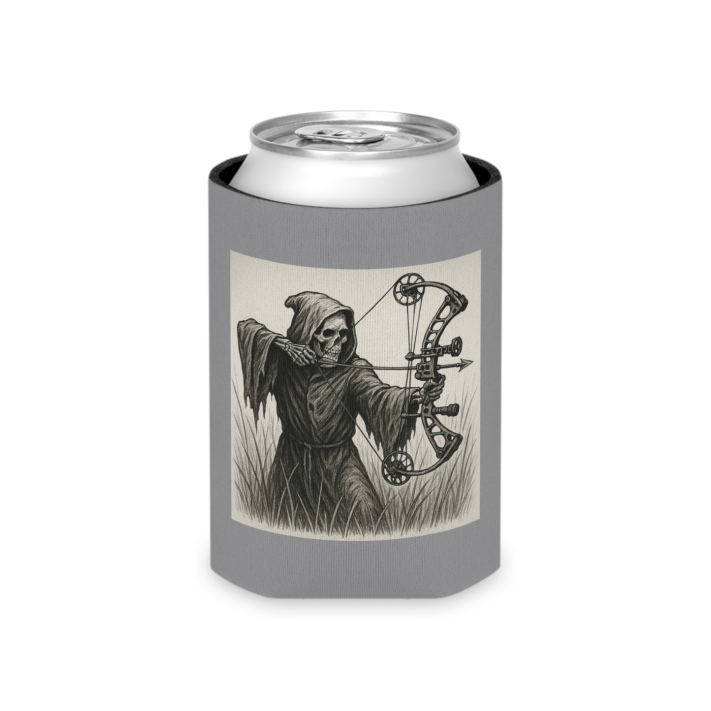 Unique Grim Reaper Can Cooler, Funny Drink Holder, Archery Themed Gift, Party Favor, Outdoor Adventure Accessory