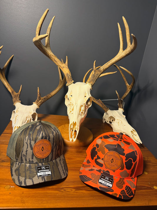 Blaze Orange Duck Camo SMA Leather Badge Hat